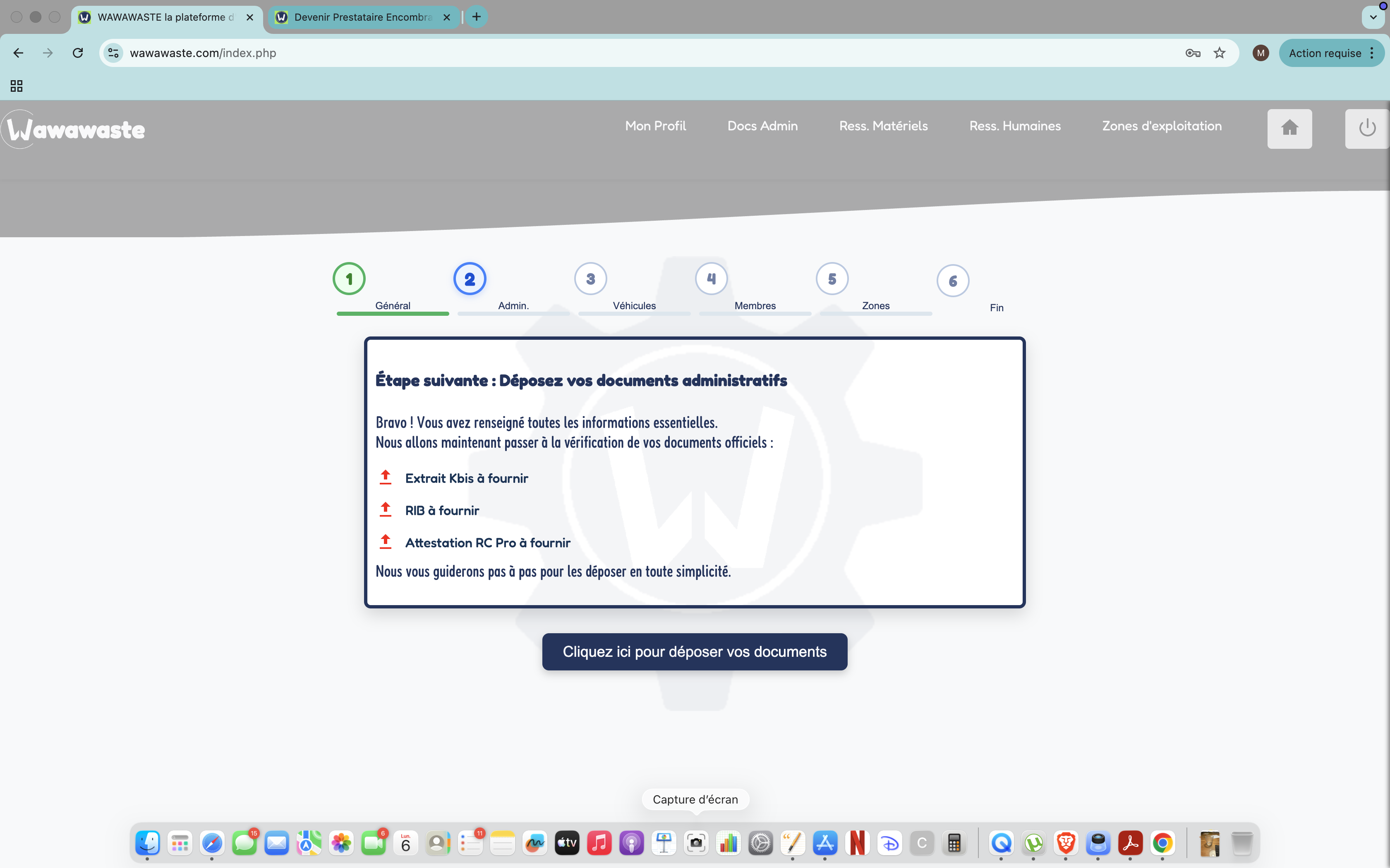 Profil prestataire WAWAWASTE backend